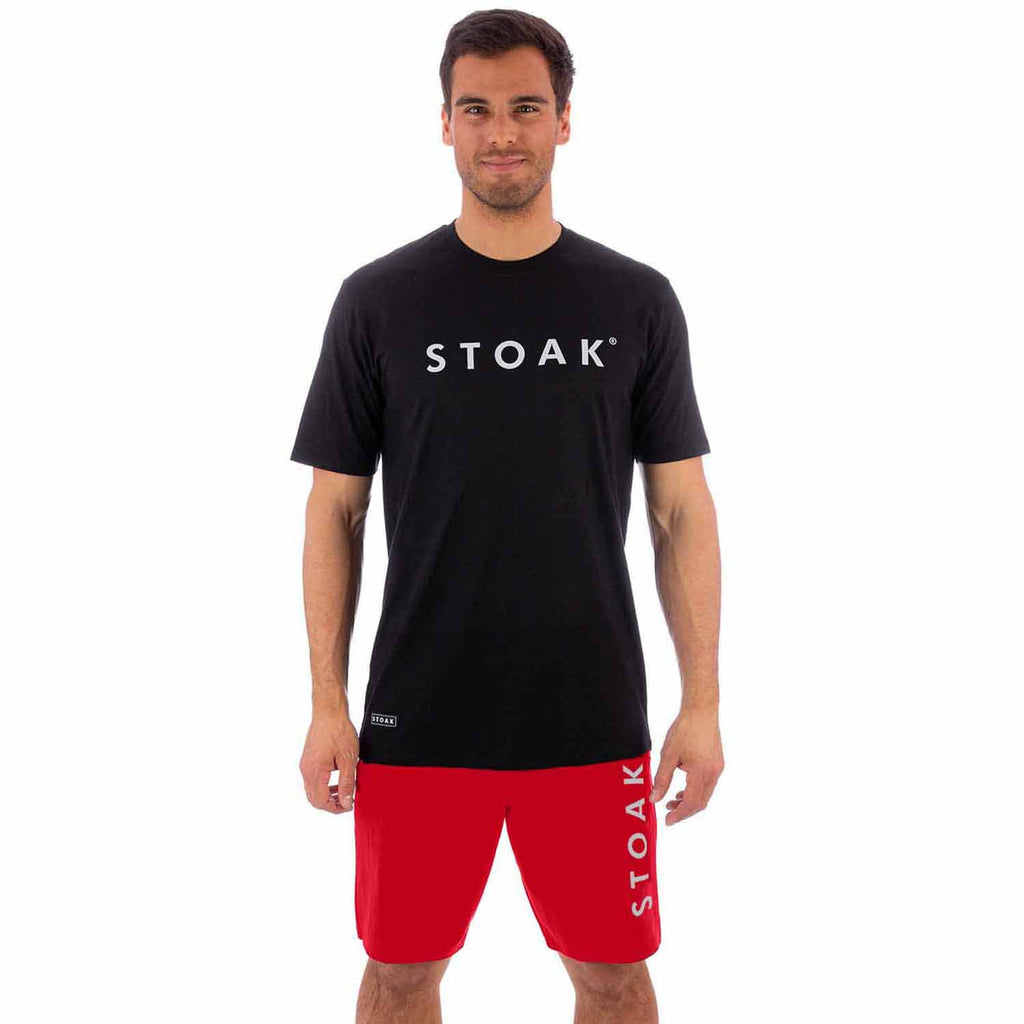 STOAK Carbon schwarz Fire rot Package Herren T-Shirt und Shorts vorne 