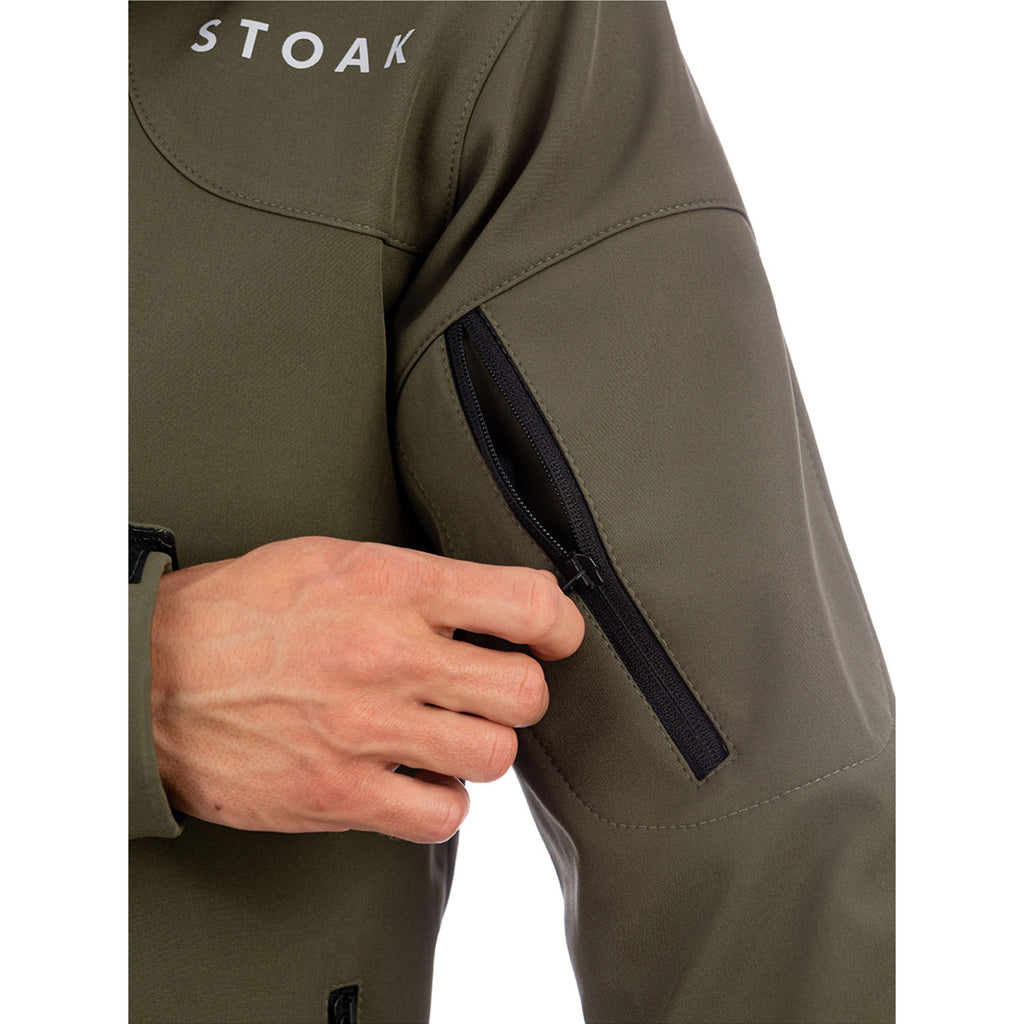 STOAK combat softshell jacket close up sleeve bag 