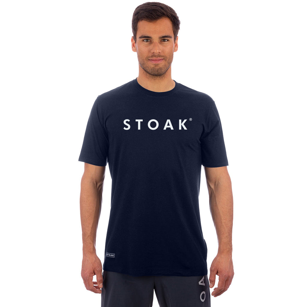 STOAK navy mens t-shirt front