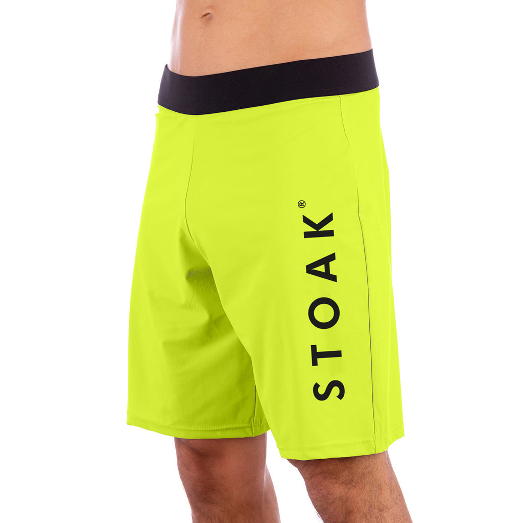 STOAK Men's Neon Yellow Performance Shorts side view
