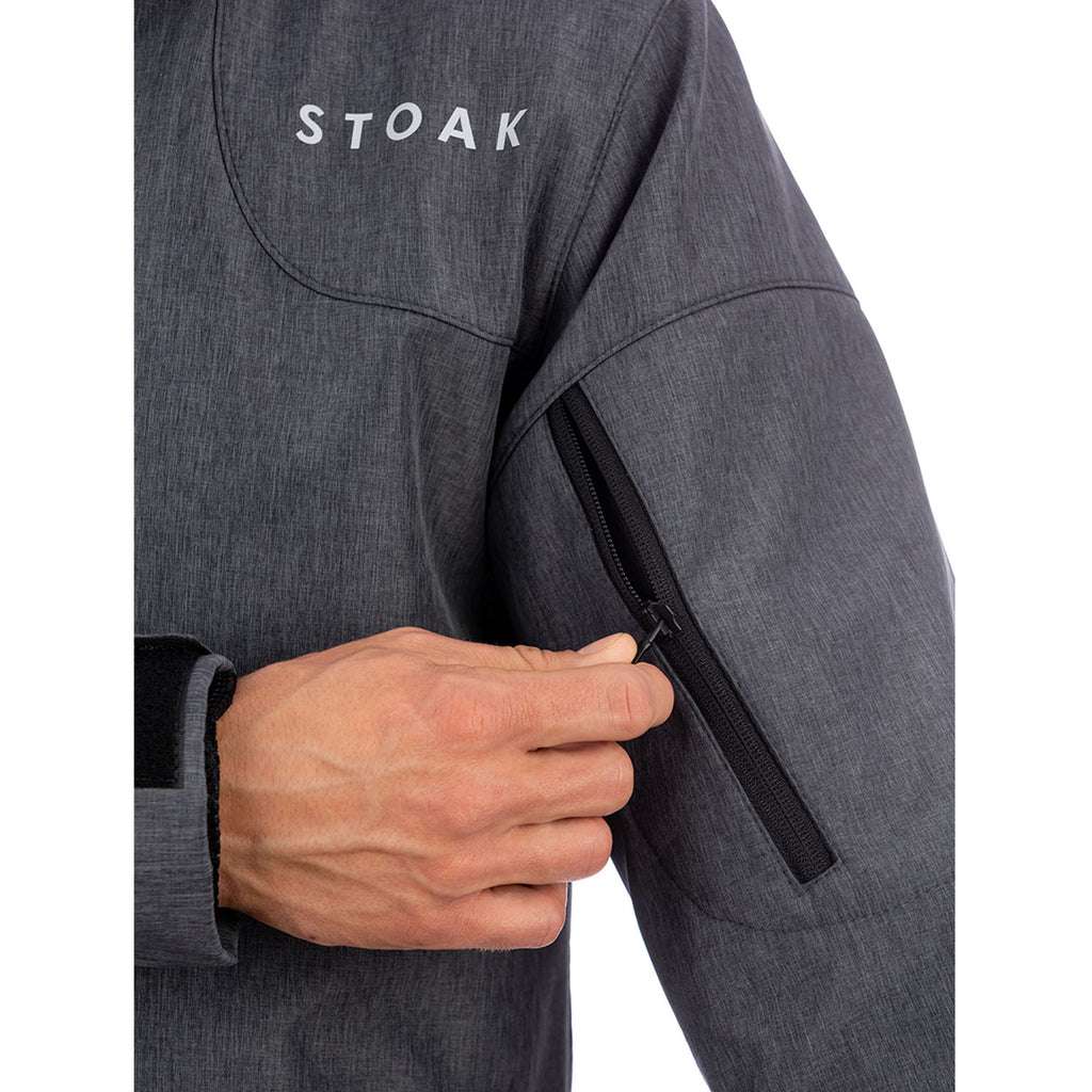 STOAK titan softshell jacket close up sleeve bag