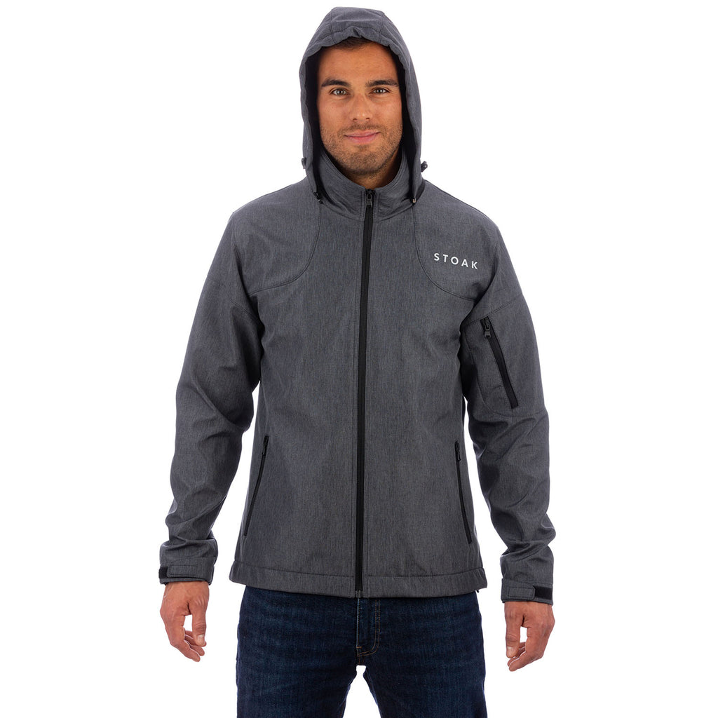 STOAK titan softshell jacket front with hood