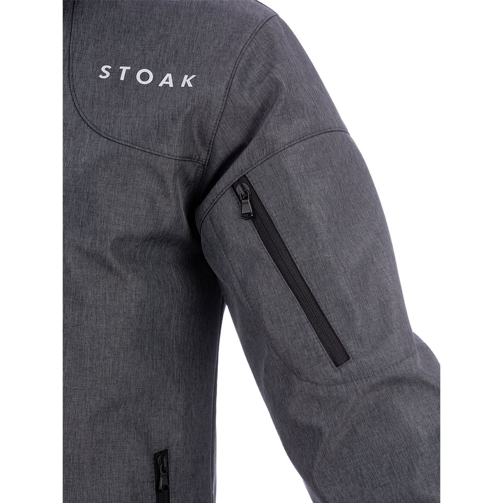 STOAK titan softshell jacket close up 2 sleeve bag