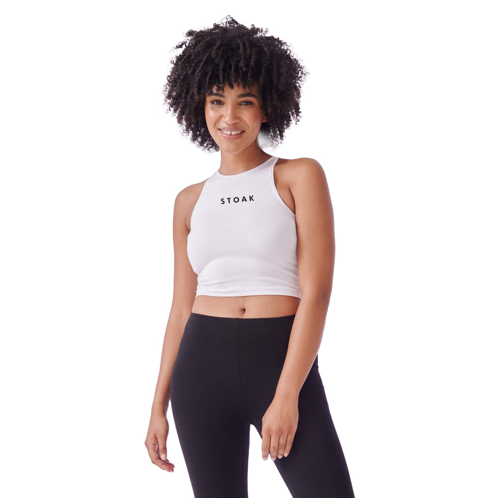 STOAK womens high neck crop top black&white