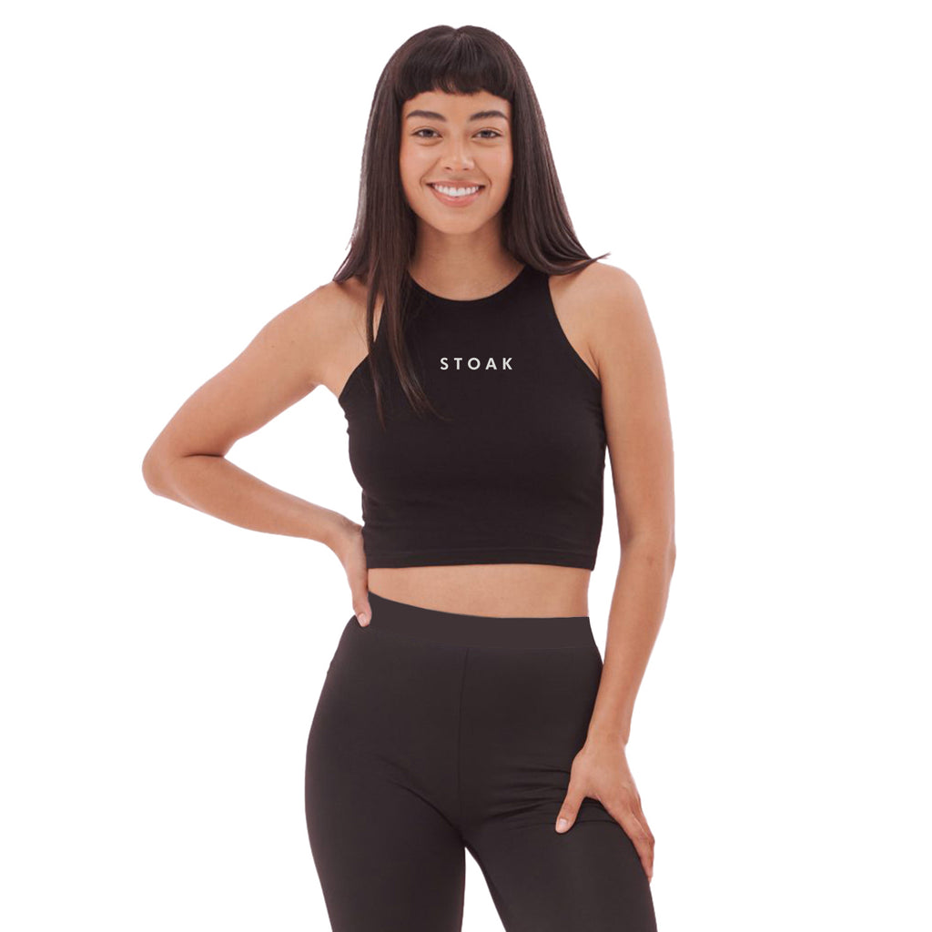 STOAK womens high neck crop top black