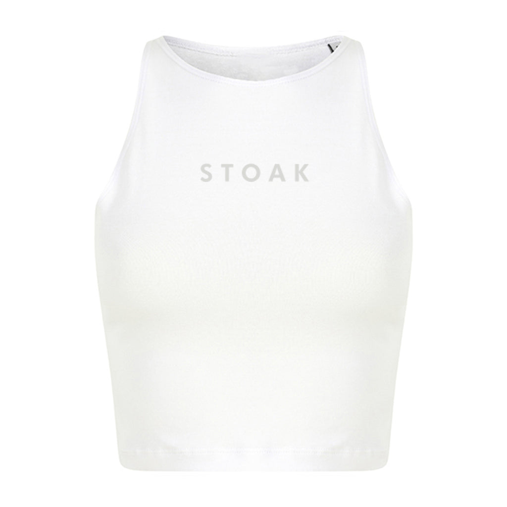 STOAK womens high neck crop top white front
